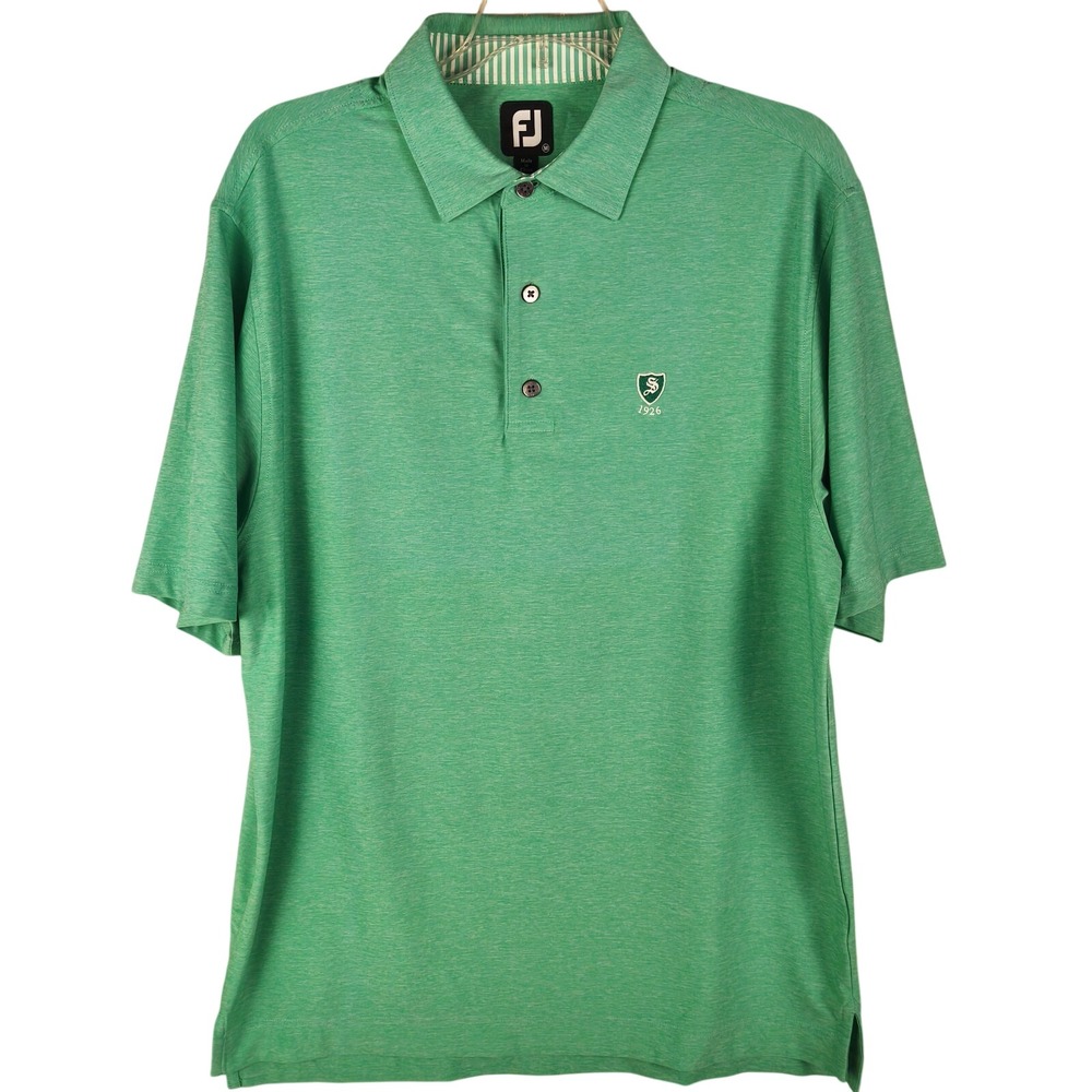 FootJoy FJ Golf Polo Shirt Mens Large Green Heather Performance Short Sleeve